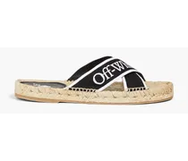 Crisscross logo-embroidered canvas espadrille sandals - Black