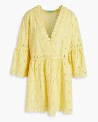 Melissa Odabash Victoria broderie anglaise cotton mini dress - Yellow Yellow