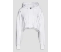 Cropped organic cotton-blend hoodie - White