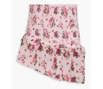 Varana asymmetric floral-print cotton mini skirt - Pink