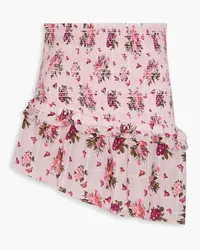 LoveShackFancy Varana asymmetric floral-print cotton mini skirt - Pink Pink