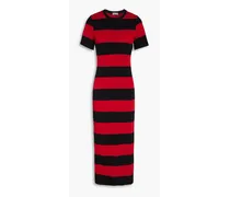 Striped cotton-jersey midi dress - Black