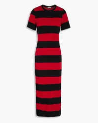 RED Valentino Striped cotton-jersey midi dress - Black Black