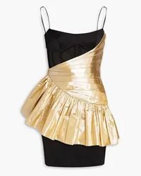 RASARIO Layered metallic satin and taffeta mini dress - Black Black