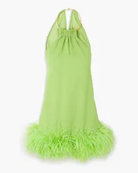 Cult Gaia Reeves feather-trimmed embellished crepe mini dress - Green Green