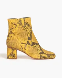 RED Valentino Snake-effect leather ankle boots - Yellow Yellow