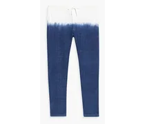 Dip-dyed linen and cotton-blend drawstring sweatpants - Blue