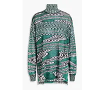 Marled intarsia-knit turtleneck sweater - Green
