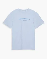 Alexander Wang Appliquéd glittered cotton-jersey T-shirt - Blue Blue