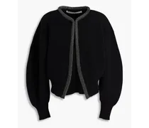 Embellished wool-blend cardigan - Black