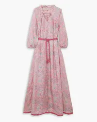 Hannah Julianna lace-up printed silk-habotai maxi dress - Pink Pink