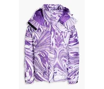 Quilted printed shell hooded jacket - Purple
