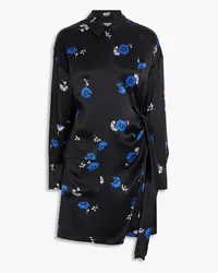 Equipment Aaleah floral-print silk-satin mini wrap dress - Black Black