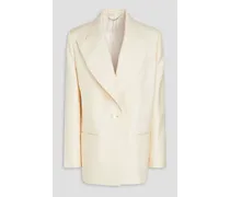Satin-trimmed silk blazer - White