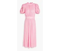 ROTATE Birger Christensen Ruched sequined mesh midi dress - Pink Pink