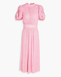 ROTATE Birger Christensen Ruched sequined mesh midi dress - Pink Pink