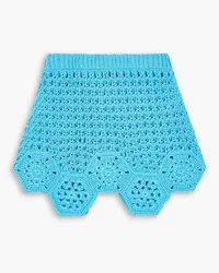 Alanui Blooming Flowers crocheted cotton mini skirt - Blue Blue