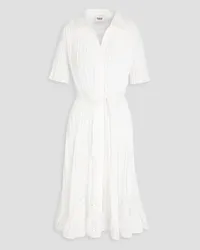 Claudie Pierlot Pleated broderie anglaise midi shirt dress - White White