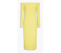 A Coste off-the-shoulder ribbed jersey midi dress - Yellow