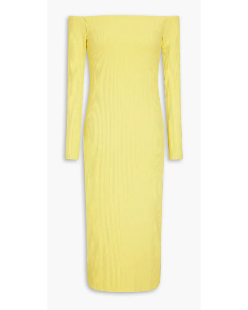 Enza Costa A Coste off-the-shoulder ribbed jersey midi dress - Yellow Yellow