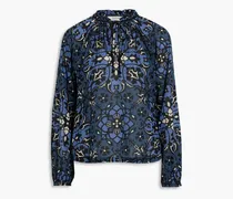 Ogdine printed cotton-broadcloth blouse - Blue