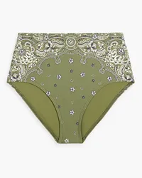 Zimmermann Paisley-print high-rise bikini briefs - Green Green