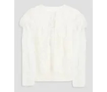 Beatrice ruffled macramé lace blouse - White