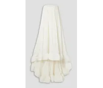 Strapless ruffled chiffon gown - White