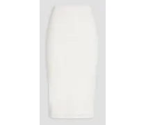 Satu pointelle-trimmed ribbed-knit skirt - White