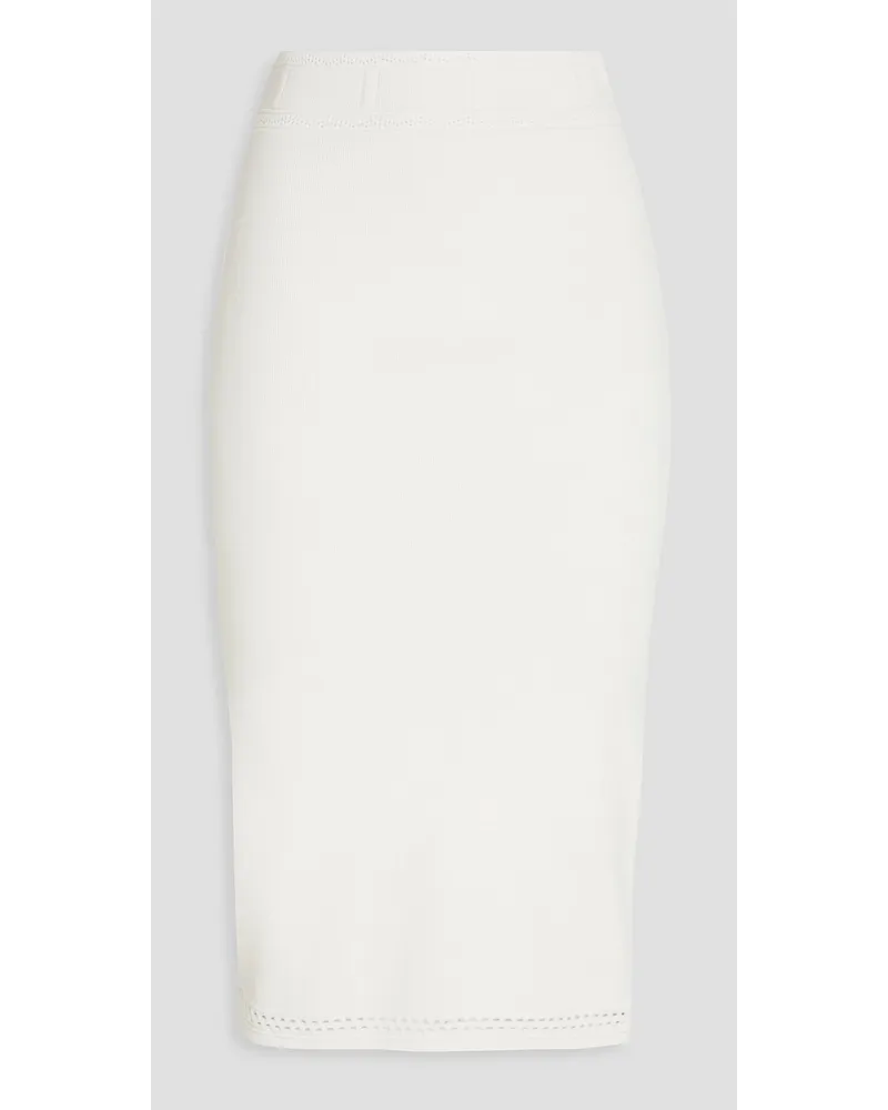 ba&sh Satu pointelle-trimmed ribbed-knit skirt - White White