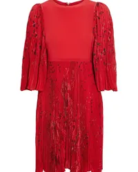 Valentino Garavani Paneled printed plissé silk crepe de chine dress - Red Red