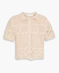 Zimmermann Cropped crochet-knit cotton shirt - Neutral Neutral