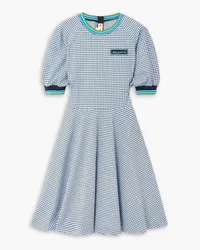 Marni Appliquéd checked stretch-knit dress - Blue Blue