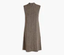 Striped stretch-knit mini dress - Black