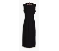 Bead-embellished wool midi dress - Black