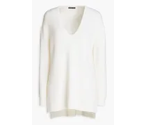 Ribbed wool and mohair-blend sweater - White