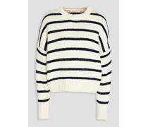 Striped cotton sweater - White