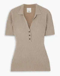 ALLUDE Ribbed cashmere polo sweater - Neutral Neutral