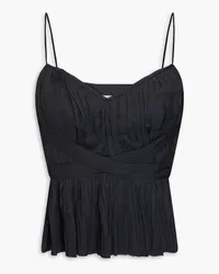 Ulla Johnson Cutout gathered satin peplum top - Black Black