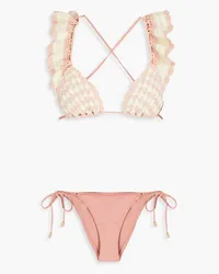 Zimmermann Ruffled crocheted bikini - Pink Pink