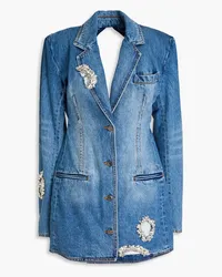 Area Cutout distressed embellished denim mini dress - Blue Blue