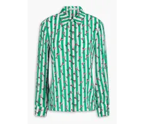 Alice Olivia - Printed silk crepe de chine shirt - Green