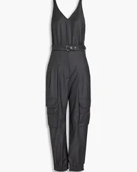 Brunello Cucinelli Pleated embellished wool jumpsuit - Gray Gray