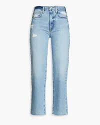 Frame Denim Le Jane cropped distressed high-rise straight-leg jeans - Blue Blue