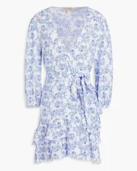 Melissa Odabash Legacy ruffled floral-print mousseline mini wrap dress - Blue Blue