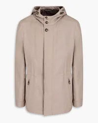 Canali Lyocell and linen-blend twill hooded jacket - Neutral Neutral