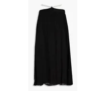Linen-gauze maxi skirt - Black