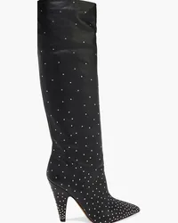 Valentino Garavani Studded pebbled-leather knee boots - Black Black