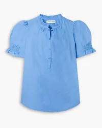 APIECE APART Los Altos ruffled cotton-poplin top - Blue Blue