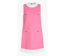 Two-tone hammered-crepe mini dress - Pink